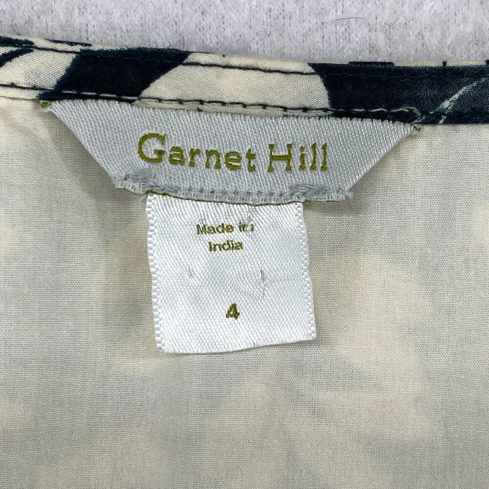GARNET HILL Dress 4 Floral Surplice A-Line Mini Sleeveless Cotton Blue_4